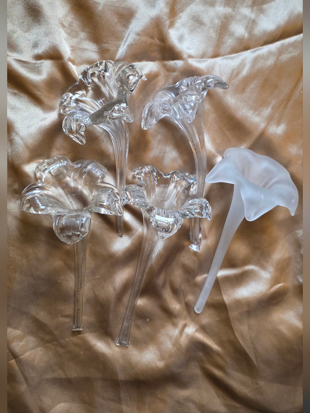 Clear & Frosted Glass Calla Lily Flower Stems - Set of 5